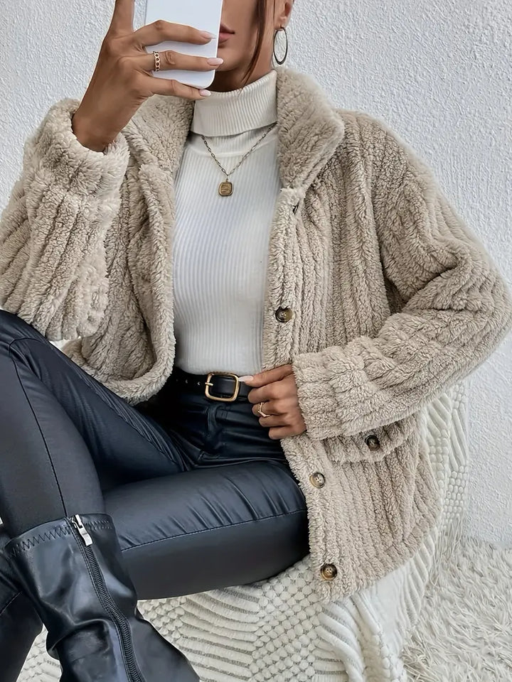 Nova / Double-Sided Velvet Button Cardigan