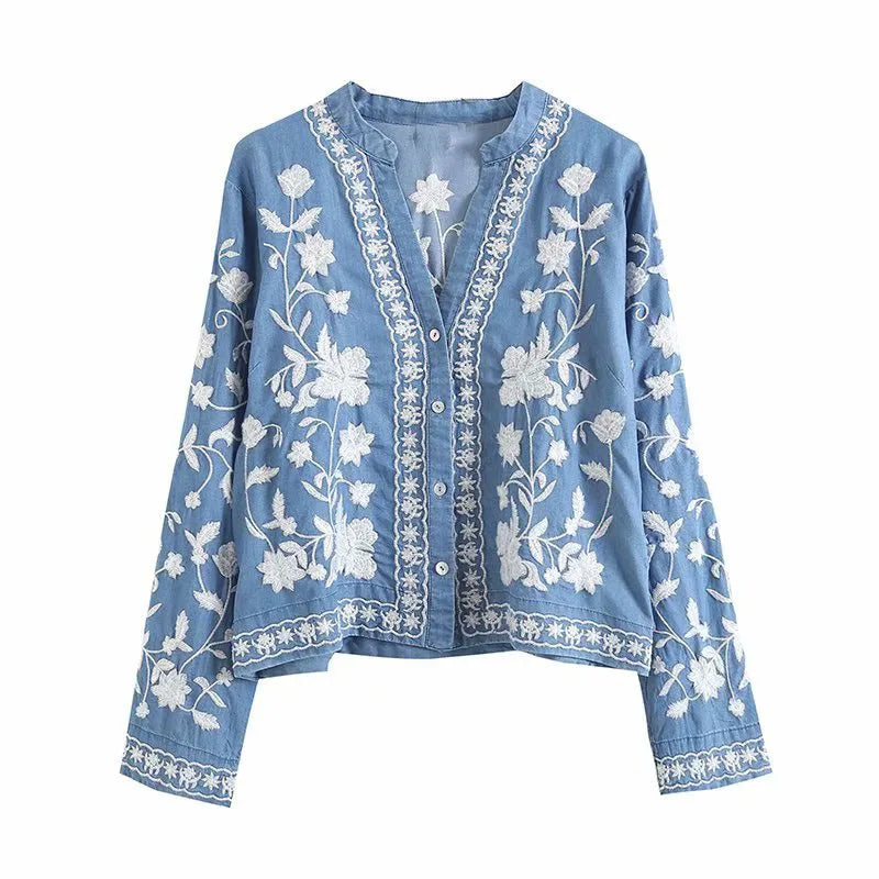 Boho | Denim Bloom Cardigan