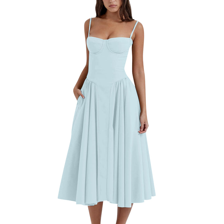 Bonnie | Sleeveless Midi Dress with Corset Fit – Attractive Silhouette