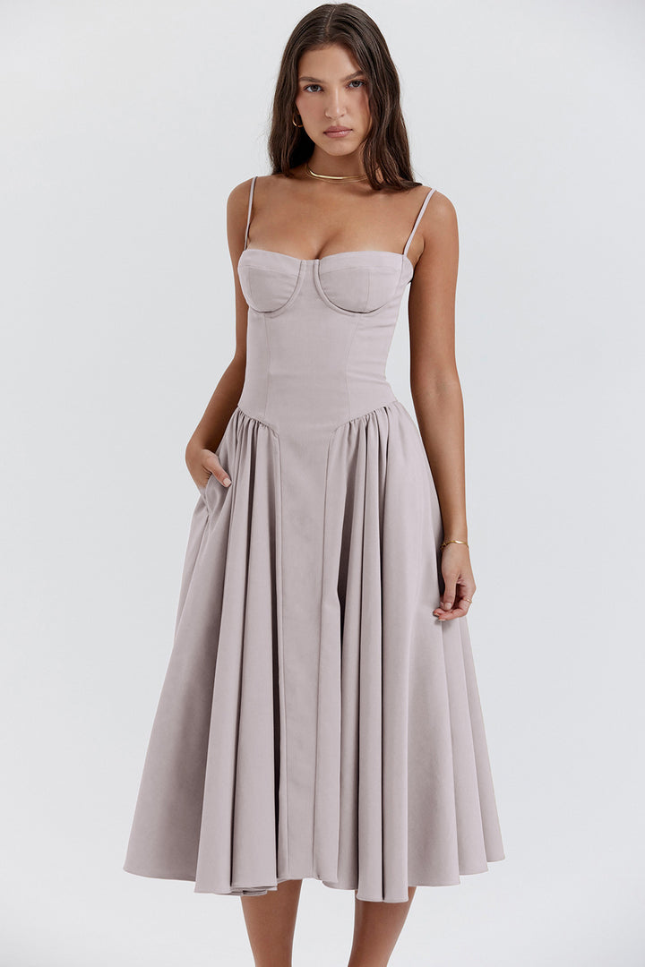 Bonnie | Sleeveless Midi Dress with Corset Fit – Attractive Silhouette