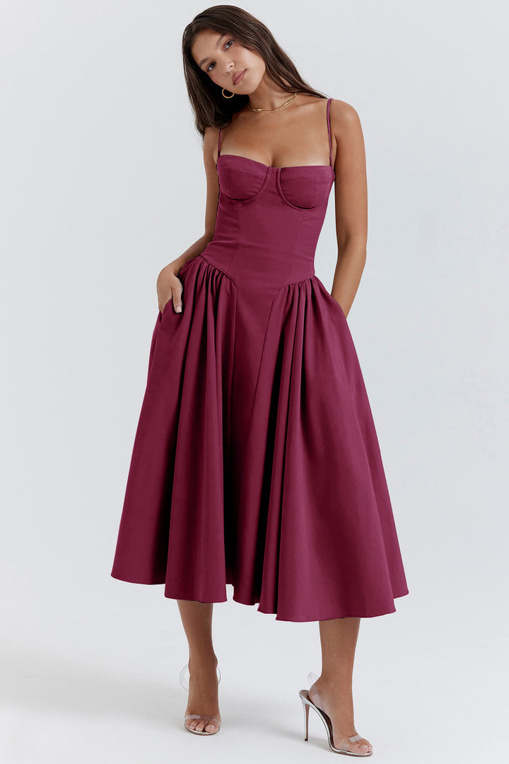 Bonnie | Sleeveless Midi Dress with Corset Fit – Attractive Silhouette