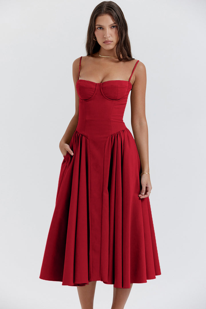 Bonnie | Sleeveless Midi Dress with Corset Fit – Attractive Silhouette