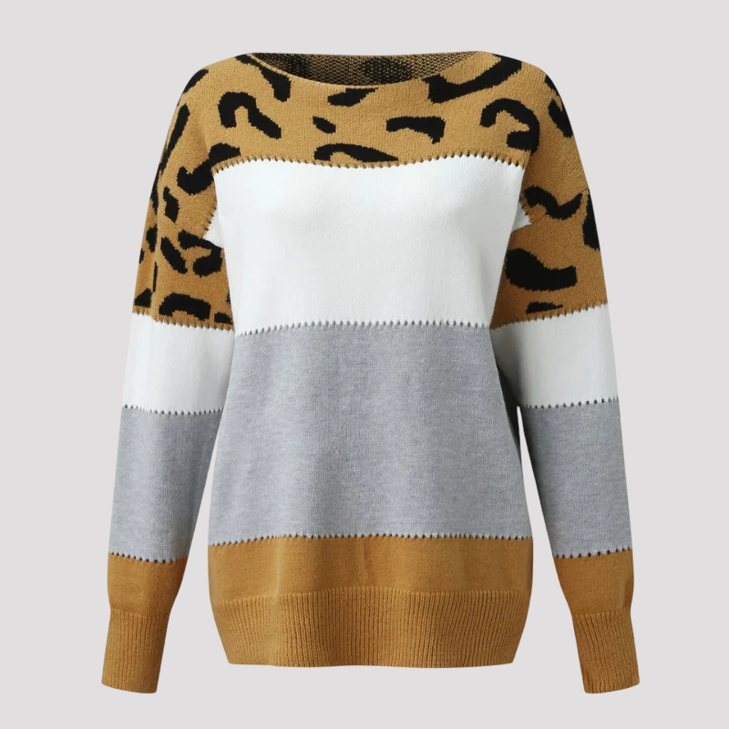 Hazel / Sweater With Leopard Print