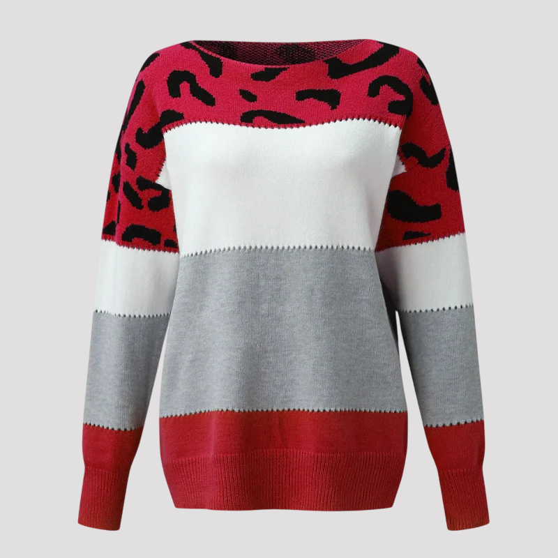 Hazel / Sweater With Leopard Print