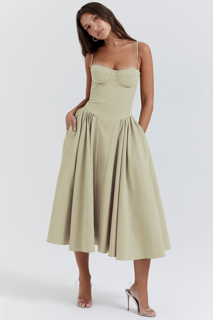 Bonnie | Sleeveless Midi Dress with Corset Fit – Attractive Silhouette