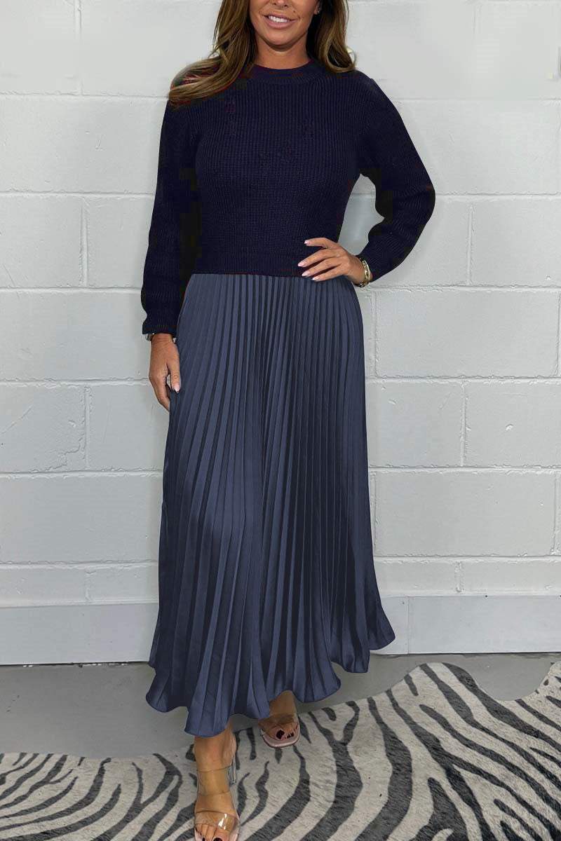 Tanni |  Long Sweater with Pleated Skirt