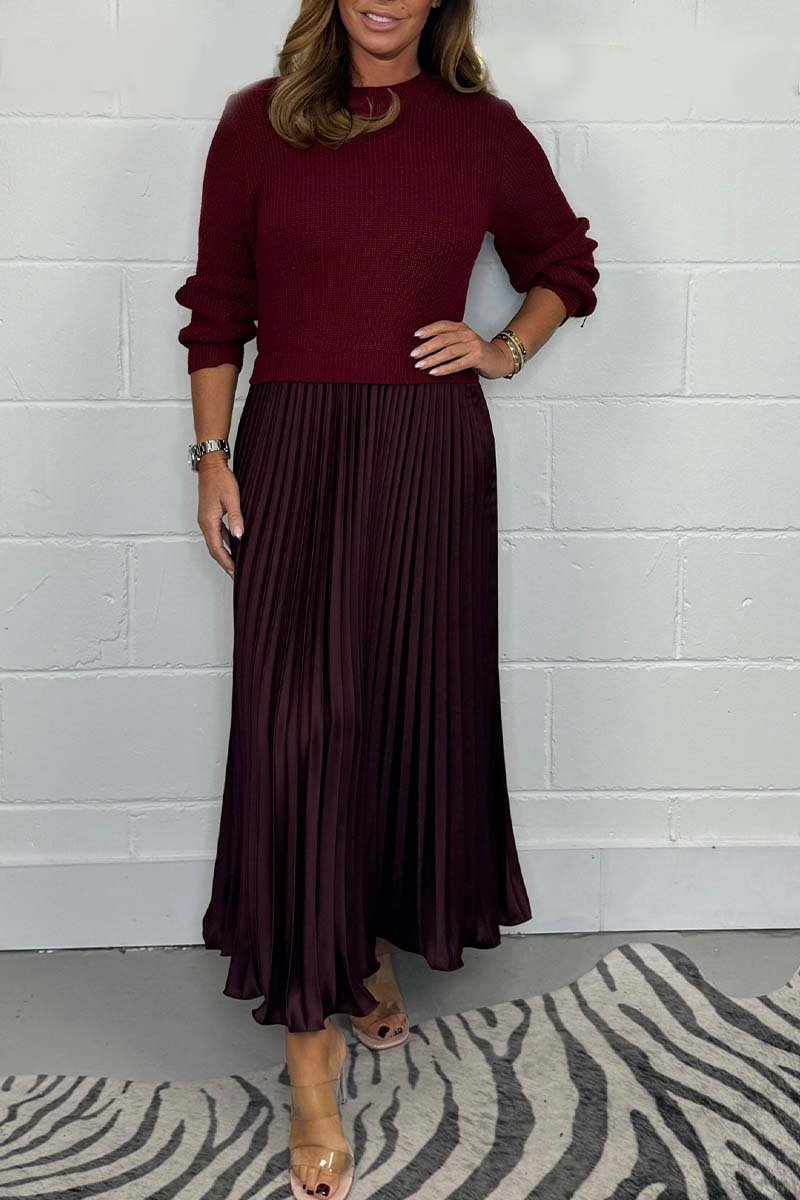 Tanni |  Long Sweater with Pleated Skirt