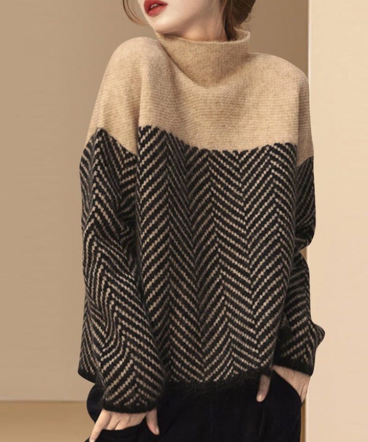 Eliza | Retro Color Block Half Turtleneck Sweater