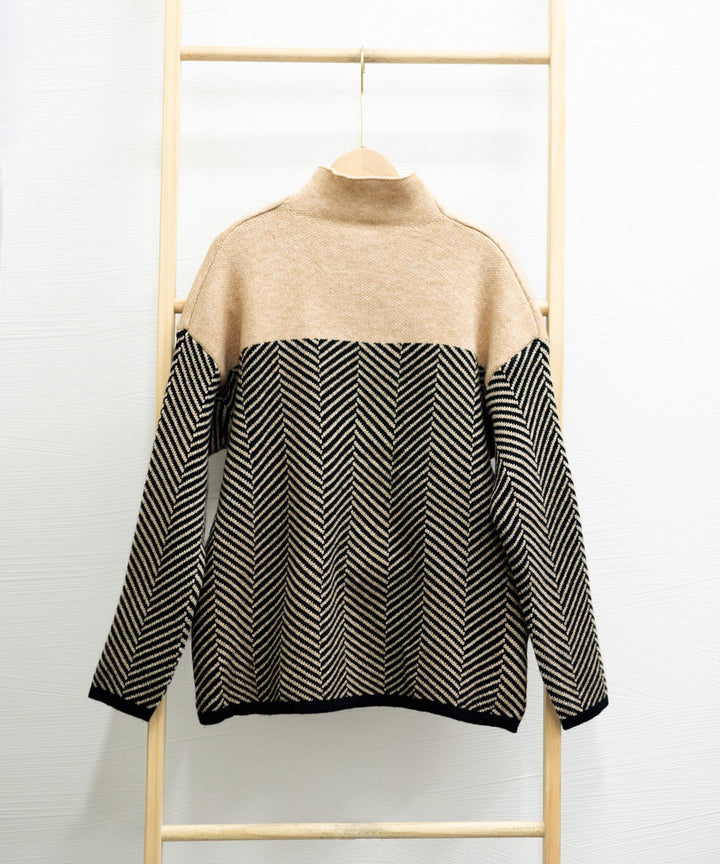 Eliza | Retro Color Block Half Turtleneck Sweater