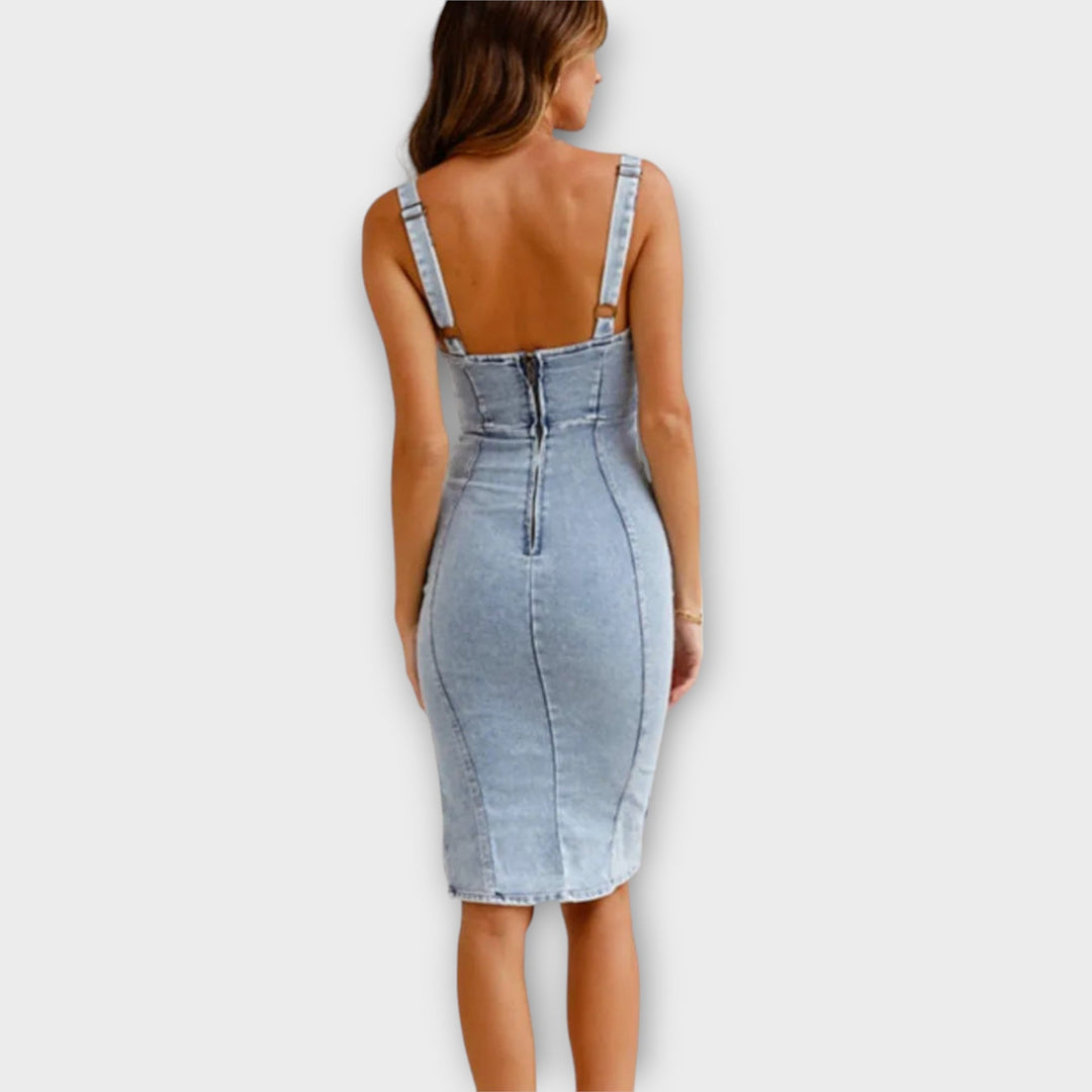 Elsie | Chic Adjustable Strap Denim Dress