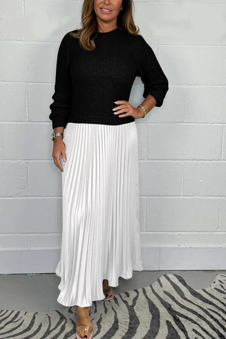 Tanni |  Long Sweater with Pleated Skirt