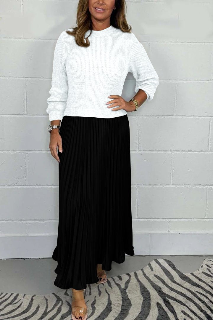 Tanni |  Long Sweater with Pleated Skirt